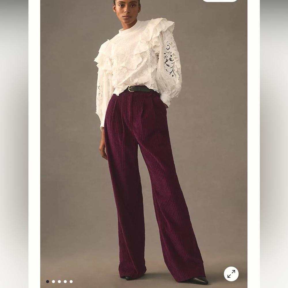 Farm Rio Chic Plum Wide Leg Corduroy Pants